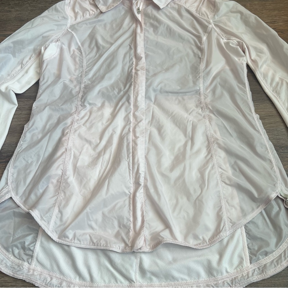 Lululemon Pedal Power Wind Shirt Jacket Neutral Blush Size 8 Silver Hardware - Picture 3 of 13